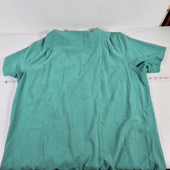 Tommy Bahama Mens Silk Short Sleeve Button Up Shirt Teal Tropical Aloha XXL - Picture 2 of 8